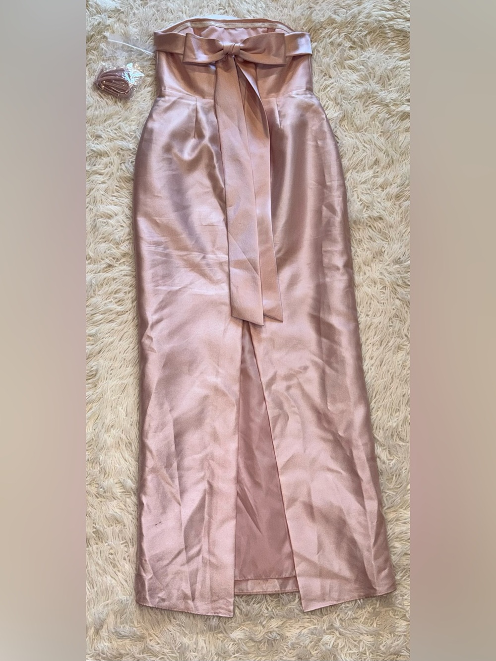 NEW Alfred Sung Eliza Bow Back Strapless Ballet Pink Satin Column Gown SZ 4 - Picture 7 of 8